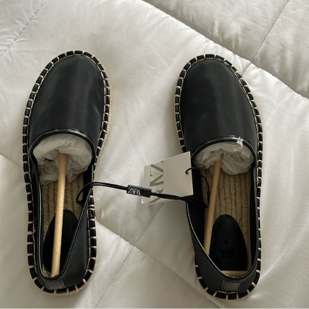 Zara Black Espadrille Flats